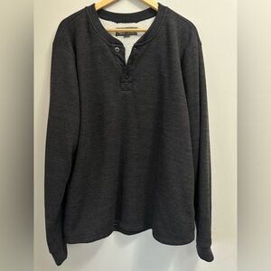 Men's Grey Long Sleeve Fleece Lined Henley Shirt